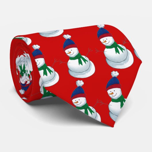 Snowman-vakantie-stropdas Stropdas (Opgerold)