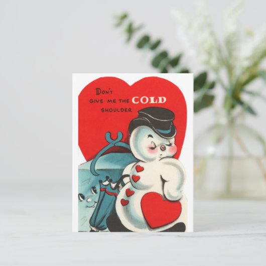 Snowman Valentijn Card Feestdagenkaart (Staand voorkant)