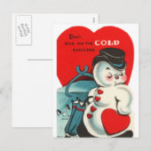 Snowman Valentijn Card Feestdagenkaart (Voorkant / Achterkant)