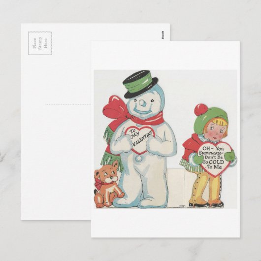 Snowman Valentijn Feestdagenkaart (Voorkant / Achterkant)