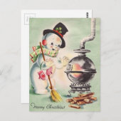  Snowman van de houtenstoker Briefkaart (Voorkant / Achterkant)