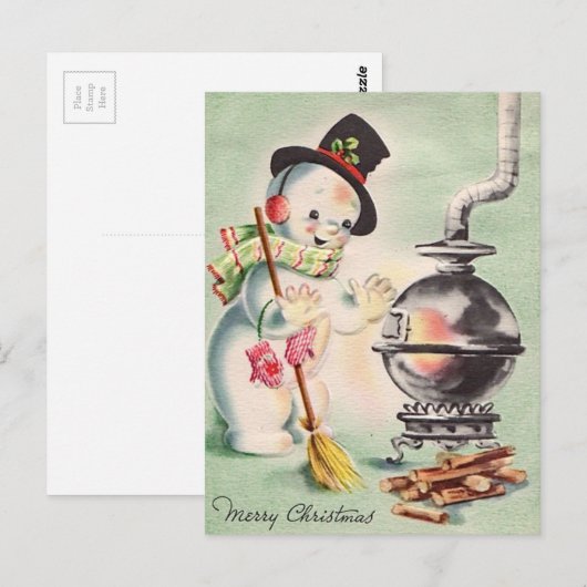  Snowman van de houtenstoker Briefkaart (Voorkant / Achterkant)