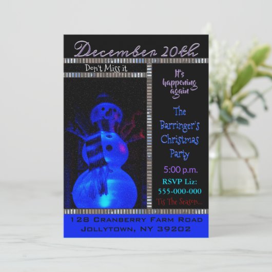 Snowman van de Knight Kerstfeest Uitnodiging (Staand voorkant)