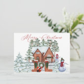 Snowman van ons Huis tot uw kerstdag Feestdagenkaart (Staand voorkant)