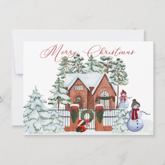 Snowman van ons Huis tot uw kerstdag Feestdagenkaart (Voorkant)