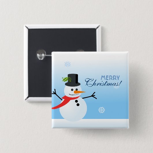Snowman Vierkante Button 5,1 Cm (Voorkant /achterkant)