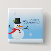 Snowman Vierkante Button 5,1 Cm (Voorkant)