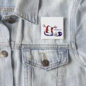 Snowman Vierkante Button 5,1 Cm (In situ)