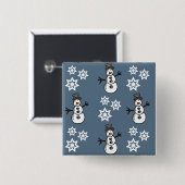 Snowman Vierkante Button 5,1 Cm (Voorkant /achterkant)