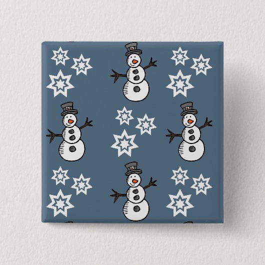 Snowman Vierkante Button 5,1 Cm (Voorkant)