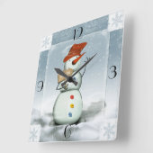 Snowman Vierkante Klok (Hoek)