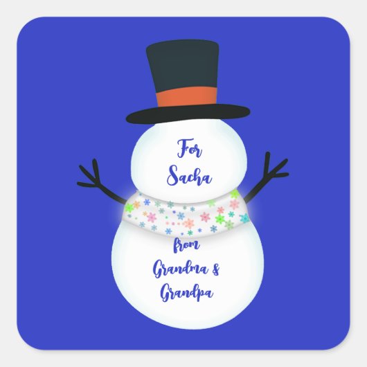 snowman vierkante sticker (Voorkant)