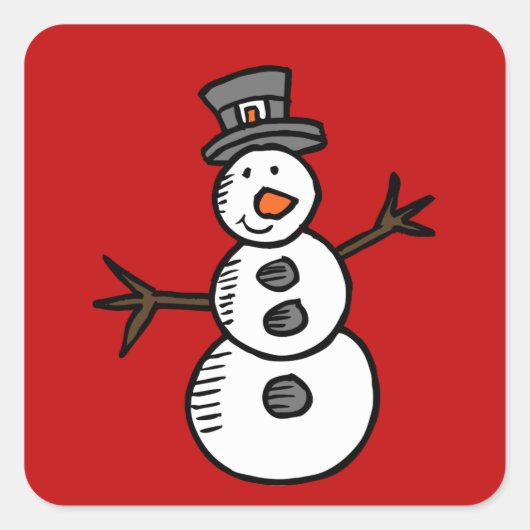 Snowman Vierkante Sticker (Voorkant)