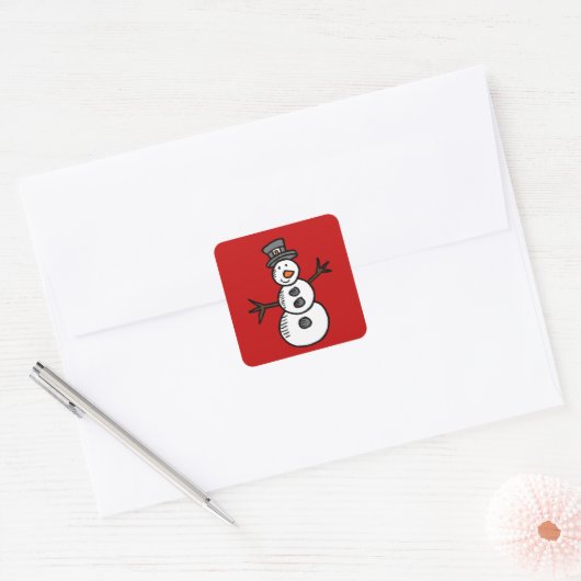 Snowman Vierkante Sticker (Envelop)