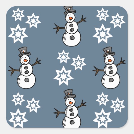 Snowman Vierkante Sticker (Voorkant)