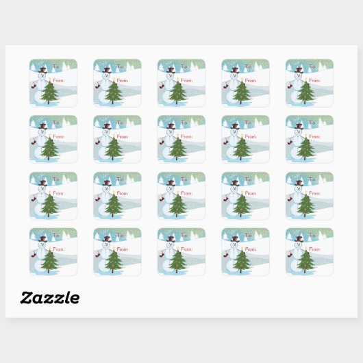 Snowman Vierkante Sticker (Vel)