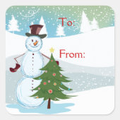 Snowman Vierkante Sticker (Voorkant)