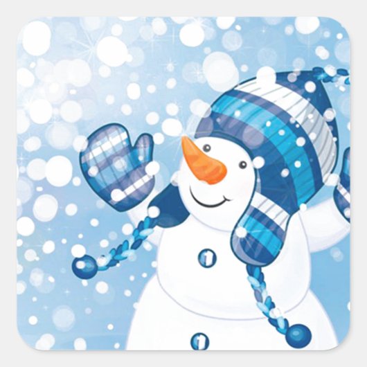 Snowman Vierkante Sticker (Voorkant)