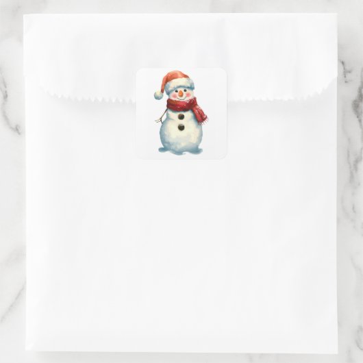 Snowman Vierkante Sticker (Tas)