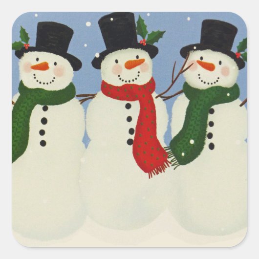 Snowman Vierkante Sticker (Voorkant)