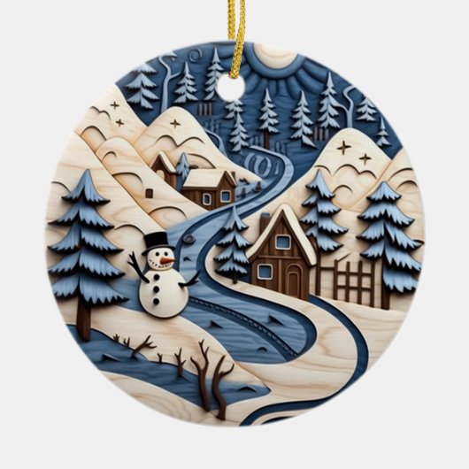 Snowman Village Winter Ornament (Voorkant)