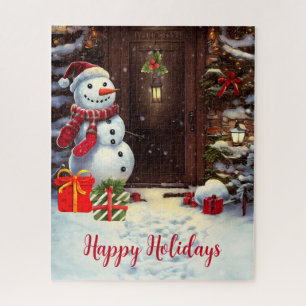 Snowman Vintage-kerstgroet Legpuzzel