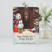 Snowman Vintage-kerstkaart Kaart (Staand voorkant)