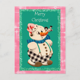 Snowman Vintage Kerstmis Feestdagenkaart