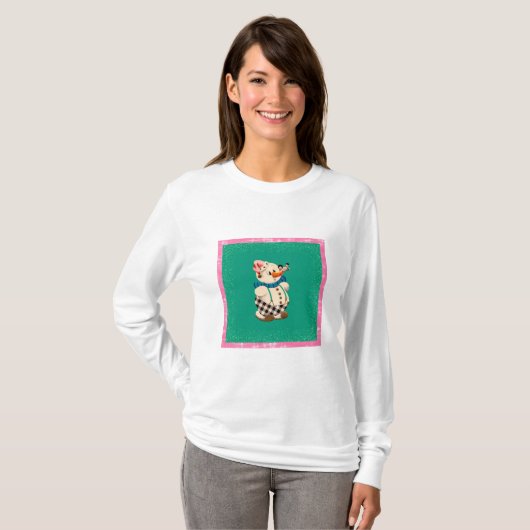 Snowman Vintage Kerstmis T-shirt (Voorkant volledig)