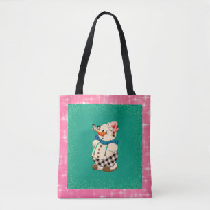 Snowman Vintage Kerstmis Tote Bag