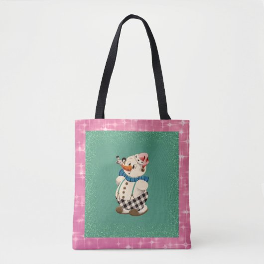 Snowman Vintage Kerstmis Tote Bag (Voorkant)