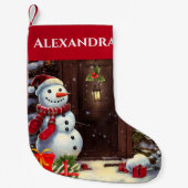 Snowman Vintage-kerstscène met klein kerstfeest Kleine Kerstsok (Voorkant)