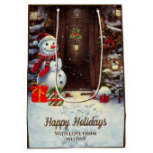 Snowman Vintage-kerstscène Middelgrote cadeautas (Achterkant)
