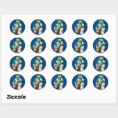 Snowman, Vintage Ronde Sticker (Vel)