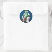 Snowman, Vintage Ronde Sticker (Tas)
