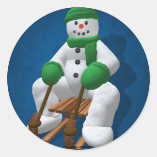 Snowman, Vintage Ronde Sticker