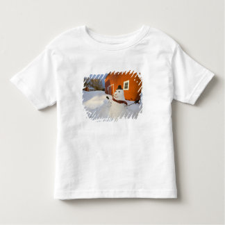 Snowman voor de rode schuur in Columbia Herfsten Kinder Shirts