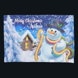 Snowman voor kerstmis met kinderen kussensloop<br><div class="desc">Kerstkussen voor kinderen en/of kussensloop Winter Wonderland. Prachtige Winterland illustratie met sneeuwpop en gezellige hut. Perfect voor het aanpassen en zo gemakkelijk om de naam te veranderen. Zoek naar nog veel meer producten met dit best verkopende ontwerp.</div>