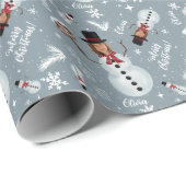 Snowman voor prettige kerstillustratie cadeaupapier (Rol Hoek)