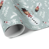 Snowman voor prettige kerstillustratie cadeaupapier (Rol Hoek)