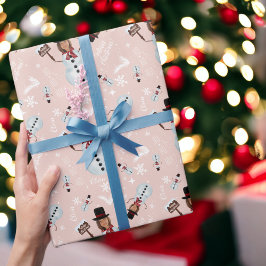 Snowman voor prettige kerstillustratie cadeaupapier