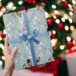 Snowman voor prettige kerstillustratie cadeaupapier