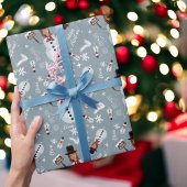 Snowman voor prettige kerstillustratie cadeaupapier