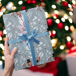 Snowman voor prettige kerstillustratie cadeaupapier