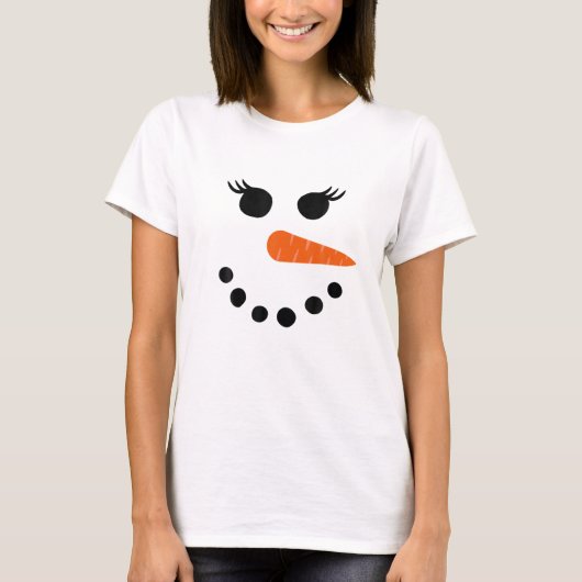 Snowman voor vrouwen Eyelashes blaast kerstwint T-shirt (Voorkant)