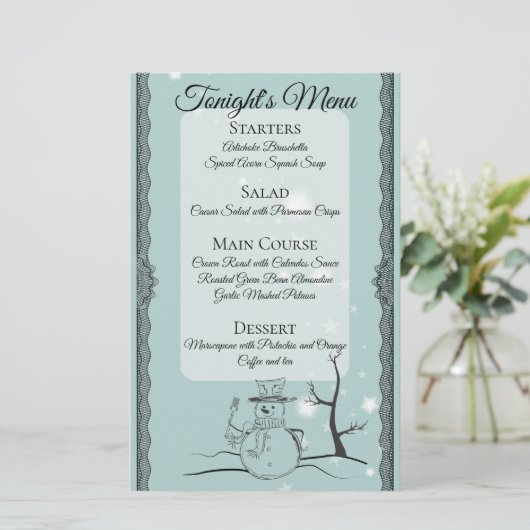 Snowman vork catering kerstdiner menu (Staand voorkant)