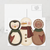 Snowman Vriendenbrood, pinguïn Briefkaart (Voorkant / Achterkant)