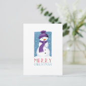 Snowman | Vrolijk kerstfeest Briefkaarten (Staand voorkant)