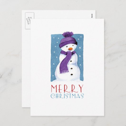 Snowman | Vrolijk kerstfeest Briefkaarten (Voorkant / Achterkant)