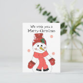 Snowman - Vrolijk kerstfeest Feestdagenkaart (Staand voorkant)